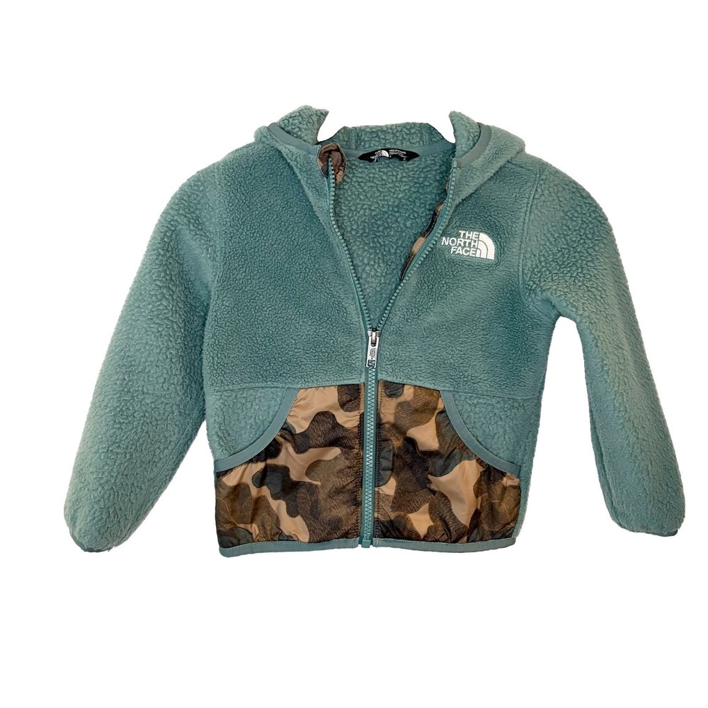The North Face Youth Freestyle Fleece Hoodie Full Zip Green Camo Toddler 3 Kids